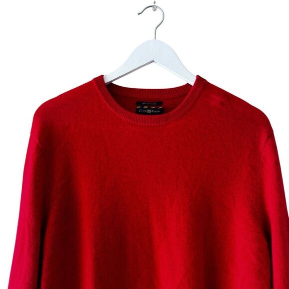 Club Room Men's 100% 2-Ply Cashmere Crewneck Red Pullover Sweater SZ L #2348 - Picture 3 of 12